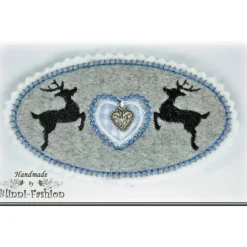 Aufnäher Tracht - Hirsch Medaillon - Applikation gestickt zum Oktoberfest, XXL Farbwahl