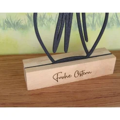 Aufsteller Blumen in Vase Lineart 3D-Druck Schwarz mit Holzsockel 