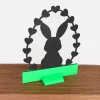 Aufsteller Hase mit Herzchen 3D-Druck schwarz, neon-grüner Sockel, Osterdeko modern, BuntMixxDESIGN