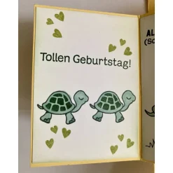 Aufwendig gestaltete Geburtstagskarte - Nachträgliche Gratulation 3D  PopUp Karte -  Besonders geformte Karte