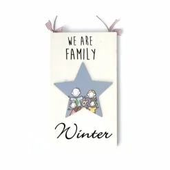 ausgefallenes Hochzeitsgeschenk Türschild für Familien mit Name und Figuren personalisiert, edles Haustürschild