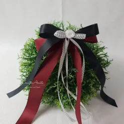 Autoschleifen BORDEAUX-SCHWARZ DOTS Antenne - Rockabilly-Stil - 10 Stück