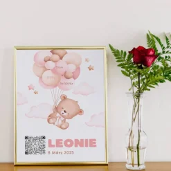 Baby Geldgeschenk | Digitales Sparkonto | Personalisiertes QrCode Bild | Motiv Geburt Rosa