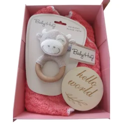 Baby Geschenkset zur Geburt - Babydecke, Greifling, rosa