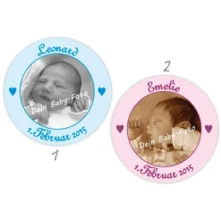 Babyaufkleber zur Geburt | personaliserbar mit Babyfoto