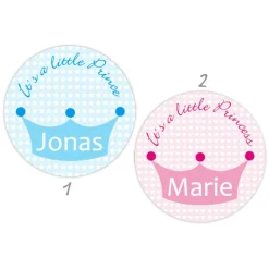 Babyaufkleber zur Geburt | Prinz - Prinzessin - Krone