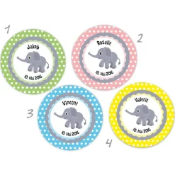 Babyaufkleber zur Geburt | niedlicher Elefant mit Pünktchen