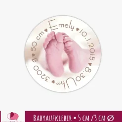 Babyaufkleber zur Geburt | Babyfuß - personaliserbar mit Babyfoto