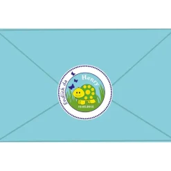 Babyaufkleber zur Geburt | niedliche Schildkröte mit Schmetterlingen