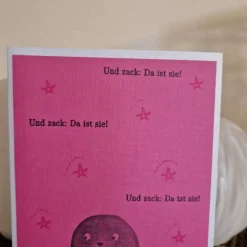 Babykarte / süße Robbe / Sterne / pink / Grußkarte / Geburt / Baby
