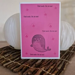 Babykarte / süße Robbe / Sterne / pink / Grußkarte / Geburt / Baby