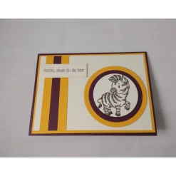 Babykarte "Zebra" in brombeere und mango