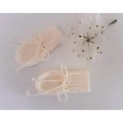 Babymütze und Handschuhe als Set oder einzeln bestellbar - naturweiss, handgestrickt