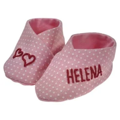 Babyschuhe Punkte mit Namen rosa  personalisiertes Taufgeschenk Geschenk Geburt eines Mädchen