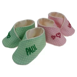 Babyschuhe Punkte mit Namen rosa  personalisiertes Taufgeschenk Geschenk Geburt eines Mädchen
