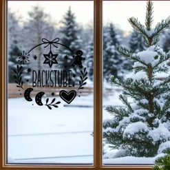 Backstube Kekse Plätzchen Aufkleber Fensterbild für die Weihnachtsbäckerei