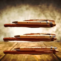 Bambus Kugelschreiber mit Lasergravur – personalisiert mit Namen oder Spruch, Werbegeschenk