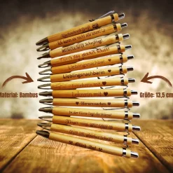 Bambus Kugelschreiber mit Lasergravur – personalisiert mit Namen oder Spruch, Werbegeschenk