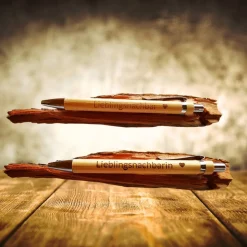 Bambus Kugelschreiber mit Lasergravur – personalisiert mit Namen oder Spruch, Werbegeschenk