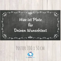 Banner Event 100 x 50 cm - personalisierbar | Tafeloptik mit Ornamenten - Herzlich Willkommen oder Wunschtext