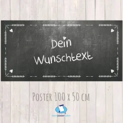 Banner Event 100 x 50 cm - personalisierbar | Tafeloptik mit Kreide Ornamenten - Herzlich Willkommen oder Wunschtext