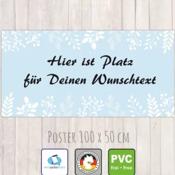 Banner Winterzeit 100 x 50 cm - personalisierbar | Pflanzen-Ornamente - personalisierbar mit Wunschtext