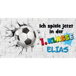 Banner zur Einschulung - 100 x 50 cm | Fußball - Ich spiele jetzt in der 1. Klasse