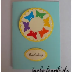 Bastelset Einladung Kommunion Regenbogen Schmetterlinge -  DIY Karten auch für Taufe und Kommunion