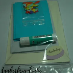 Bastelset Einladungskarten für Taufe, Kommunion oder Konfirmation Regenbogenfische im Meer