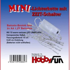 Batterie-LED Lichterkette 10 LED's, warmes Licht, mit Zeitschaltuhr, ca. 150 cm