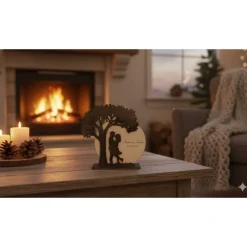 Baum der Liebe – Personalisiertes 3D Holz-Silhouette Display mit Gravur