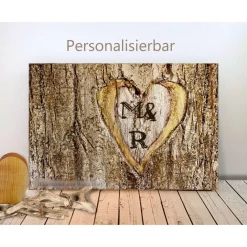 Baum HERZ MIT DEINEN INITIALEN, INDIVIDUALISIERBAR auf Holz, Geschenk Valentinstag Hochzeit handmade kaufen