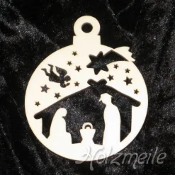 Baumhänger Kugel Krippe aus Holz – Geschenkanhänger & Baumschmuck