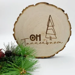 Baumscheibe Holzscheibe Holzbrett 16-19 cm Weihnachten Gravur Holz Baum Rinde braun natur Tannenbaum Christschmuck