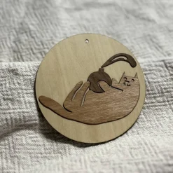 Baumschmuck Katzen - Anhänger aus Echtholz