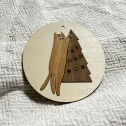 Baumschmuck Katzen - Anhänger aus Echtholz