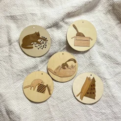 Baumschmuck Katzen - Anhänger aus Echtholz