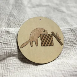 Baumschmuck Katzen - Anhänger aus Echtholz