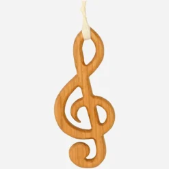 Baumschmuck Notenschlüssel aus Kirschbaum-Holz – Traditioneller Geschenkanhänger, 8,5 cm