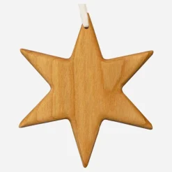 Baumschmuck Stern aus Kirschbaum-Holz – Handgefertigter Geschenkanhänger, 8 cm