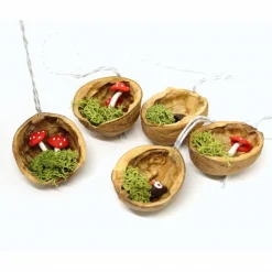 Baumschmuck Walnuss Eule und Fliegenpilz 5 Stück je Set 4.38 EURO/Stück Weihnachtsbaumschmuck handgemacht holz Nussschal
