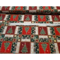 Baumwolldruck "Tannenbäume", mit "Gold", 140 cm breit, Meterware, Preis pro 0,5 lfdm