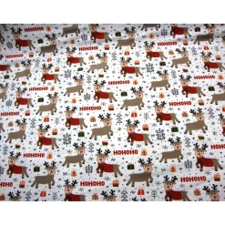 Baumwolljersey HOHOHO Rentiere weiß – Weihnachtsstoff Meterware für Kleidung & Accessoires