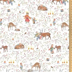 Baumwollstoff Kinder und Rentiere von acufactum by Sophia Drescher  – OEKO-TEX –  Weihnachtsmotiv - ab 30 x 145 cm