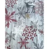Baumwollstoff mit Hirsch und Schneeflocken, Weihnachtsstoff, Breite 1,40 m, Meterware, natur, bordeaux,  rot, grau, weiß
