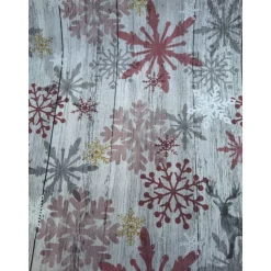 Baumwollstoff mit Hirsch und Schneeflocken, Weihnachtsstoff, Breite 1,40 m, Meterware, natur, bordeaux,  rot, grau, weiß