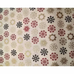Baumwollstoff mit Schneeflocken und Gold, Winterstoff, Breite 1,40 m