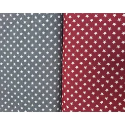 Baumwollstoff mit Sternen, Weihnachtsstoff, 0,5x1,40 m, Meterware, grau, Leinenstrucktur, etwas dicker