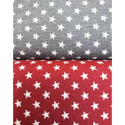 Baumwollstoff mit Sternen Weihnachtsstoff, Breite 1,40 m, Meterware, dunkelrot, Leinenstruktur