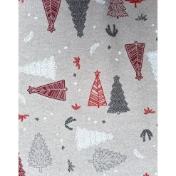 Baumwollstoff mit Weihnachtsmotiven, Weihnachtsstoff, Breite 1,40 m, Meterware, natur rot, grau, weiß